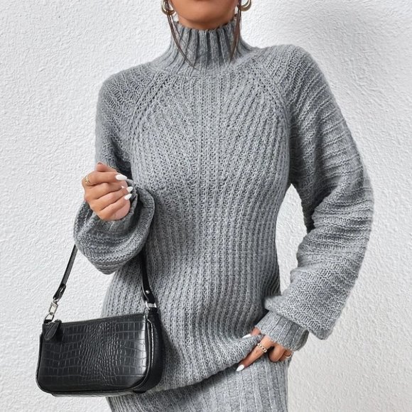 Grey Womens Sweater Dress - Picture 4 of 6